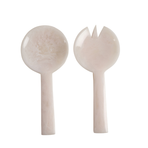 2pc Maine & Crawford Ophelia 23cm Resin Spoon/Fork Salad Servers - Pearl