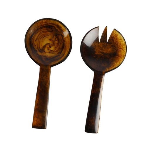 2pc Maine & Crawford Atlas 23cm Resin Spoon/Fork Salad Servers Set - Amber