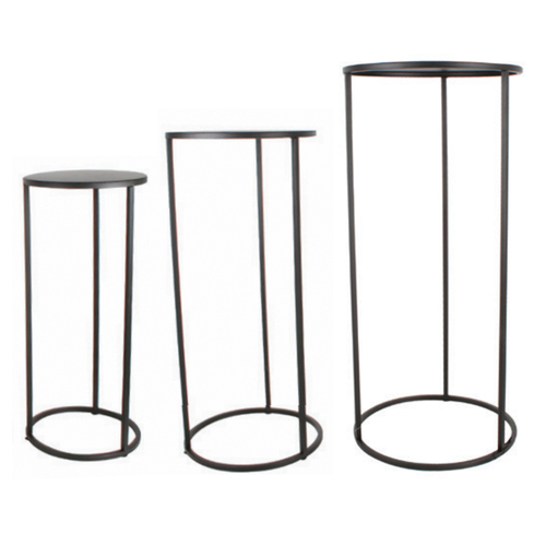 3pc Maine & Crawford Ekon 70x32cm Plant Stands - Black