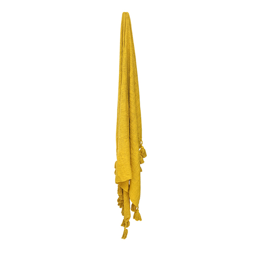 Maine & Crawford Neo 170x130cm Cotton Throw w/ Giant Tassels - Mustard