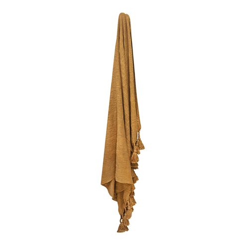 Maine & Crawford Neo 170x130cm Cotton Throw w/ Giant Tassels - Terracotta