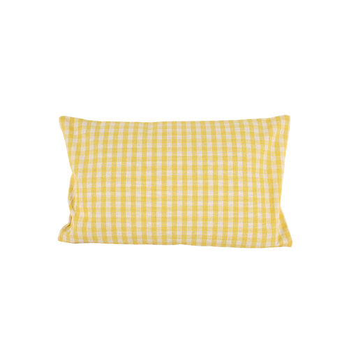 Maine & Crawford Cyrene 50x30cm Cotton Gingham Cushion - Pastel Yellow