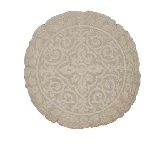 Maine & Crawford Nico Embroidered 40cm Cushion Round - Beige/White