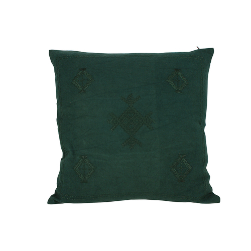 Maine & Crawford Innez 50x50cm Embroidered Cushion - Deep Green