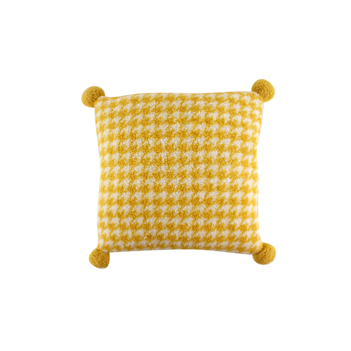 Maine & Crawford Ceres 50x50cm Fluffy Houndstooth Cushion - Yellow