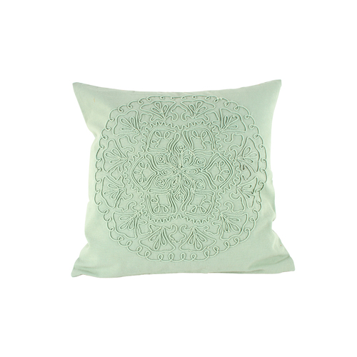 Maine & Crawford Baara 50x50cm Cotton Embroidered Cushion - Sage Green