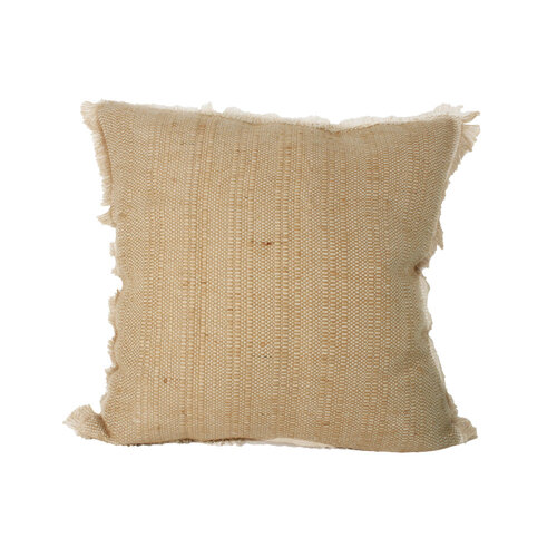 Maine & Crawford Idania 50x50cm Hessian Fringed Cotton Cushion - Mustard