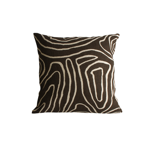 Maine & Crawford Ichiko 50x50cm Cotton Swirl Print Cushion - Brown