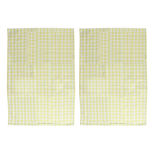 2pc Maine & Crawford Cyrene Gingham Cotton Tea Towel 60x40cm - Pastel/Yellow