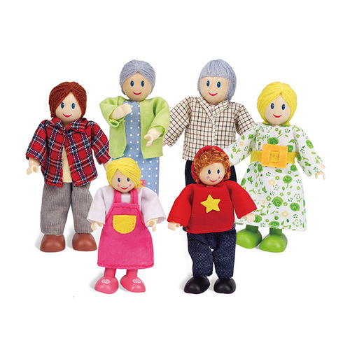 6pc Hape Happy Family Caucasian Pretend Play Kids Toy 3+