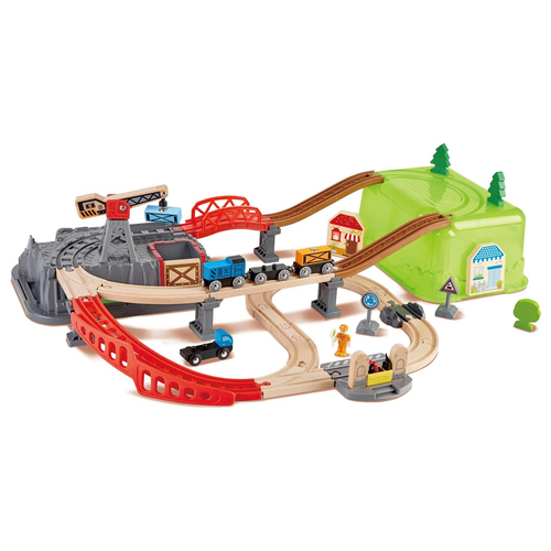 50pc Hape Wooden Railway Construction Kit Set Kids Toy 3y+