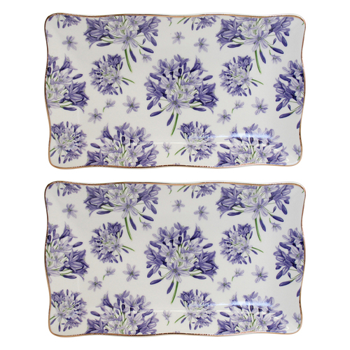 2PK LVD Agapantha Porcelain 20x12cm Plate Rectangle Tableware