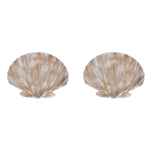 2PK Maine & Crawford 7-Seashell Wooden 27x25cm Tray - Natural