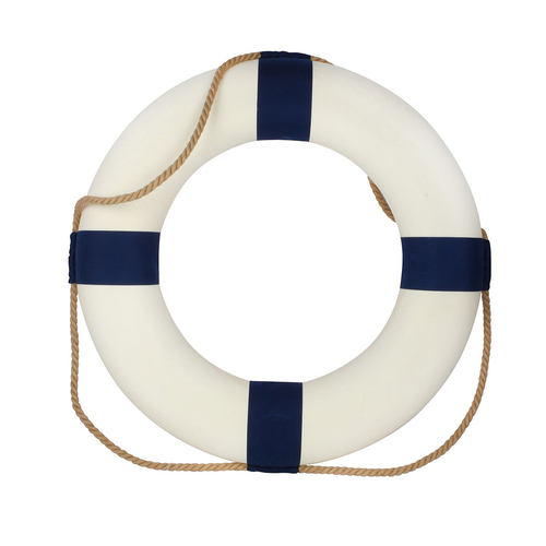 Maine & Crawford Harlem 70x70cm Nautical Decorative Lifebuoy - White/Blue