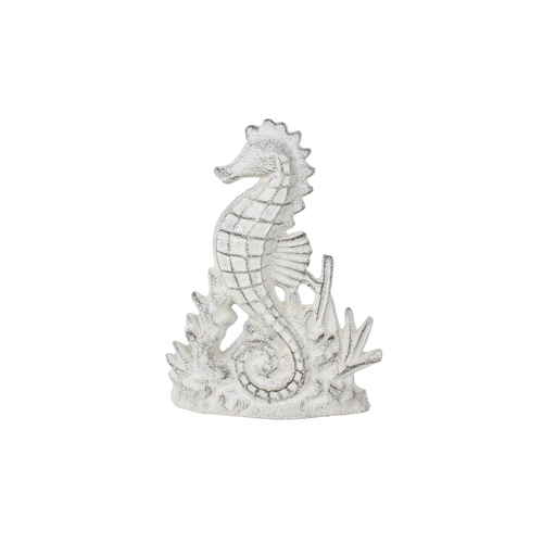 Maine & Crawford Halyn Seahorse 22x19cm Cast Iron Door Stop - White