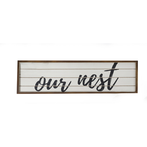 Maine & Crawford Cahrl Our Nest 47x16cm MDF Plaque - Brown/Black