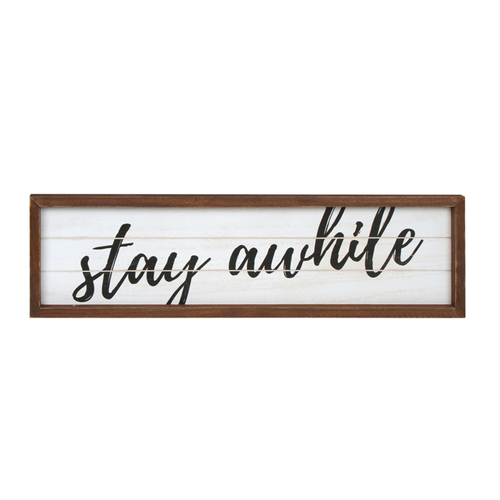 Maine & Crawford Cahrl Stay Awhile 47x16cm MDF Plaque - Brown/Black