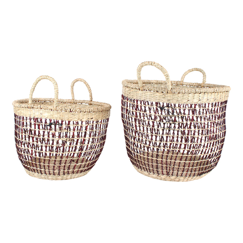 2pc Maine & Crawford Blake Bulb Seagrass Basket Set - Natural