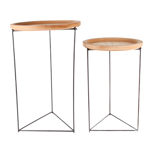 2pc Maine & Crawford Ardano 57x35cm Wood/Metal Side Table - Black