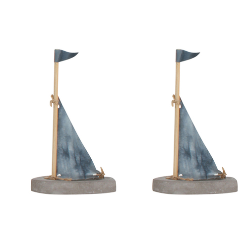 2PK Maine & Crawford Escape 31cm Concrete & Tie Dye Sailing Boat - Large