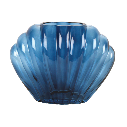 Maine & Crawford Billie 22x17cm Shell Glass Vase - Blue