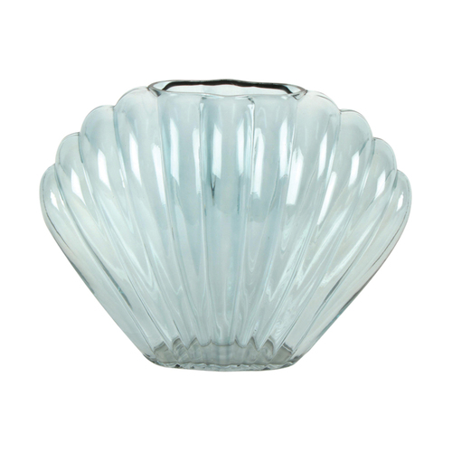 Maine & Crawford Billie 31x24cm Shell Glass Flower Vase - Aqua