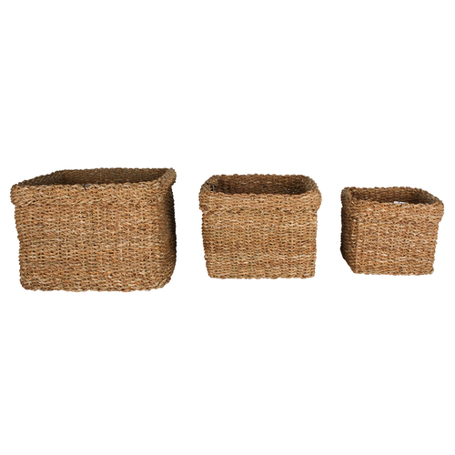 3pc Maine & Crawford Yallingup 27/35/43cm Sea Grass Square Basket Natural