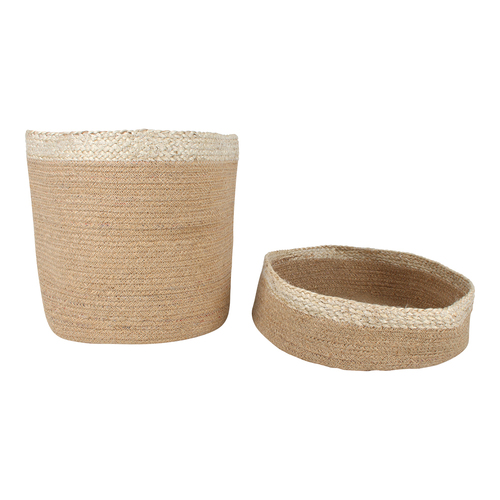 2pc Maine & Crawford Douglas Jute Round Basket Set - Natural