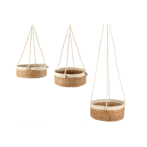 3pc Maine & Crawford Airlie Jute Hanging Basket Set w/ Hanger - Natural