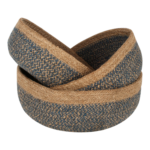 3pc Maine & Crawford 25cm Bicheno Jute Round Mini Bowl Large - Natural