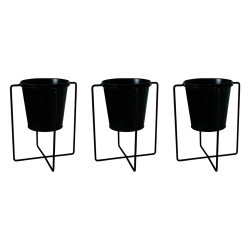 3PK Maine & Crawford Cors Metal Flower Pot Stand Black 13x23cm