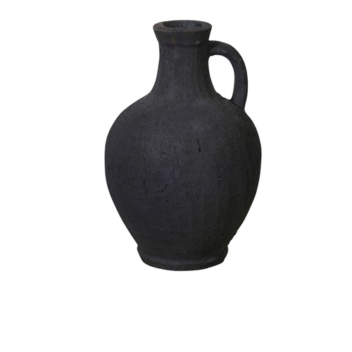 Maine & Crawford Nadine 30cm Textured Terracotta Vase - Matte Black