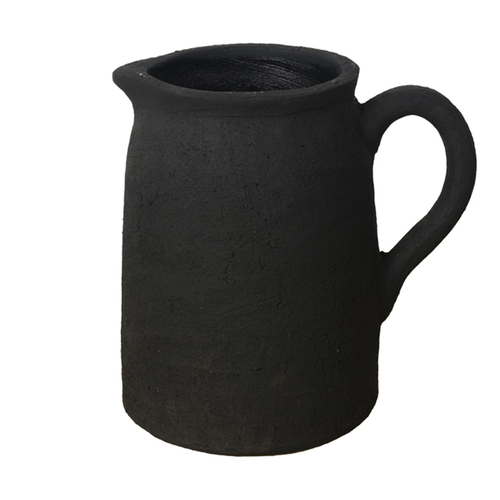 Maine & Crawford Nadine 24cm Textured Terracotta Vase - Matte Black