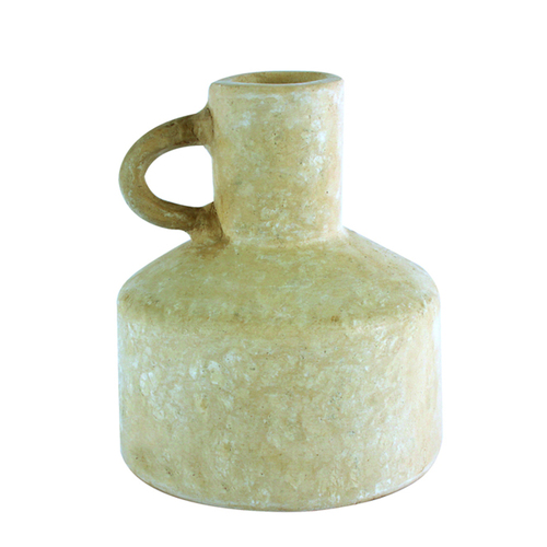 Maine & Crawford Troy 15x13cm Papier Mache Vase Decor - Cream