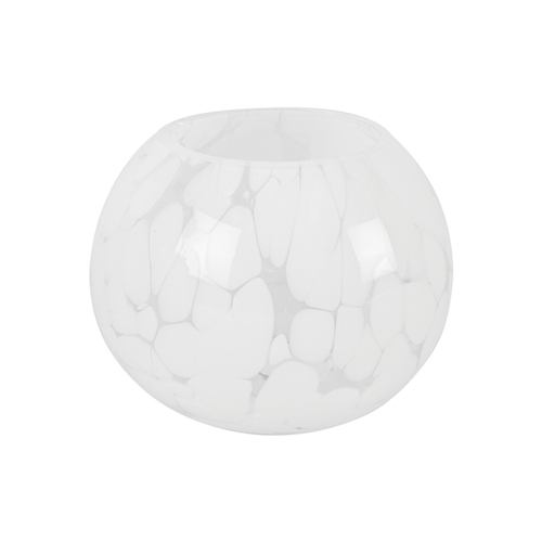 Maine & Crawford Mia Marble 12x10cm Round Glass Vase - White