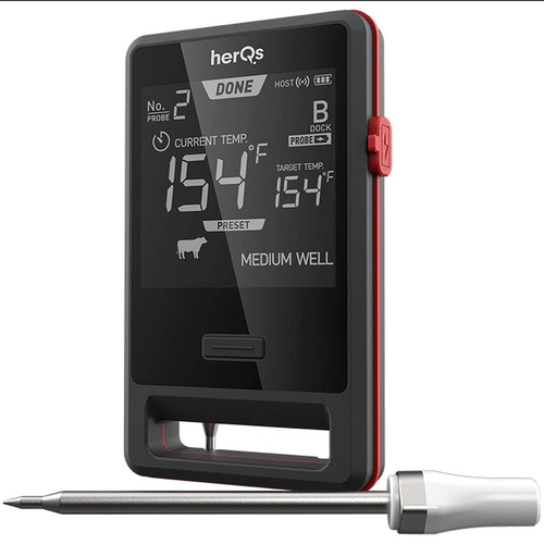 HerQs Pin Pro Meat Thermometer w/ Probes - Black