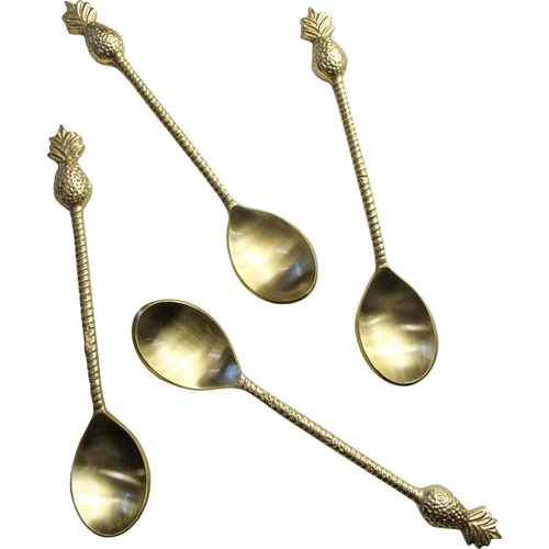 4pc LVD S/Steel/Brass Spoons Pineapple Handle 14.5x3cm - Gold