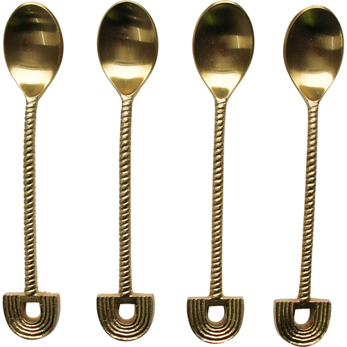 4pc LVD S/Steel/Brass Spoons Rainbow Handle 3x15cm - Gold