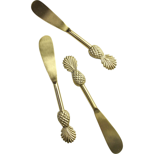 3pc LVD S/Steel/Brass Spreaders Classic Pineapple Handle 14x2cm - Gold