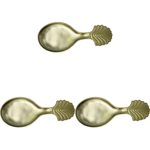 3PK LVD Aluminium Spoon Rest Tray Palm Large Kitchen Decor 14x34cm Gold