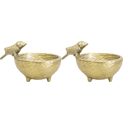 2PK LVD Trinket Dish Brass Birdnest Decorative Home/Lounge Decor