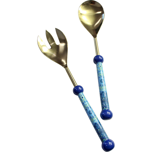 2pc LVD Aluminum Salad Server Porto Handle 28cm - Gold/Blue