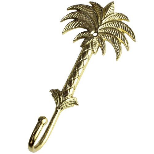 LVD Bahama Palm Large Hook Brass 16cm Wall Hanging Organiser - Gold