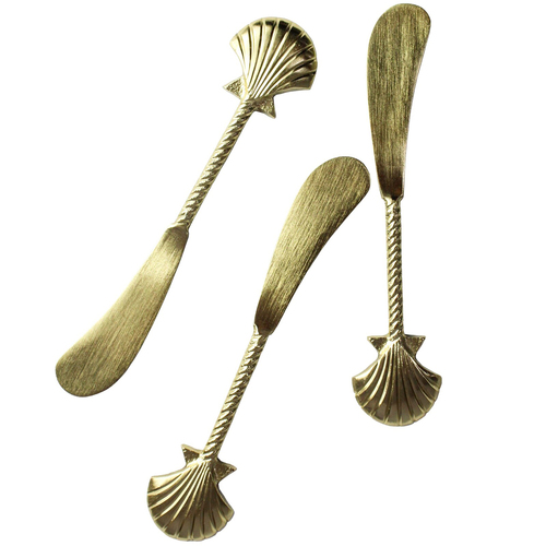 3pc LVD Brass Spreaders Shell Handle 14x3cm - Gold