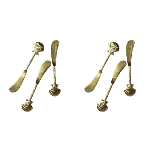 2x 3pc LVD Brass Spreaders Shell Handle 14x3cm - Gold