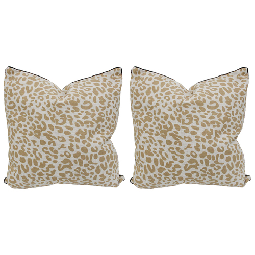 2PK LVD Safari Natural Polylinen Cushion Pillow 50x50cm Square