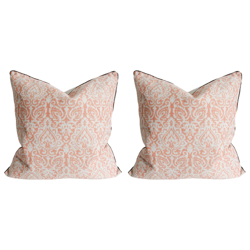 2PK LVD Cushion Damask Toffee Home/Lounge Decor 50cm Square