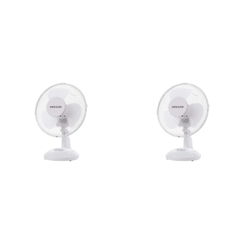 2PK Heller 23cm Compact Cooling Home/Office Desk Fan 20W - White