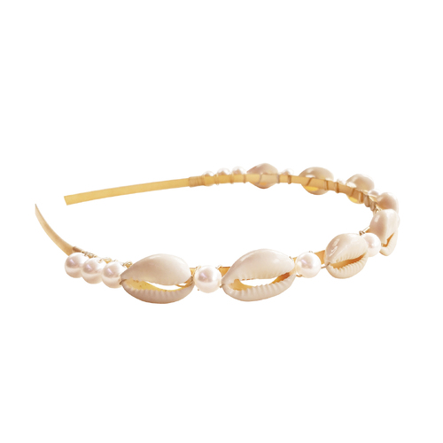 Culturesse Lizzie 14cm Coastal Goddess Headband - Shell/Pearl