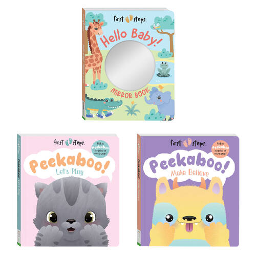 3pc Building Blocks First Steps Hello Baby!/Let's Play/Make Believe Books Set